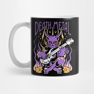 Death Metal Satanic Baphomet Cat playing guitar Mug